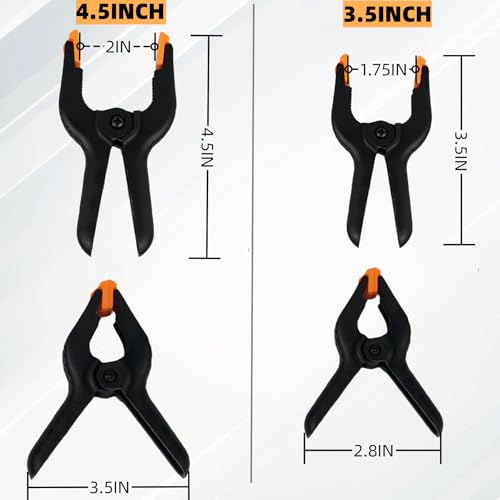 Image of 12 Pack Plastic Spring Clamps, Heavy Duty 4.5 Inch Spring Clips for Woodworking, Backdrop Clips for Backdrop Stand, Photography, Home Improvement and More