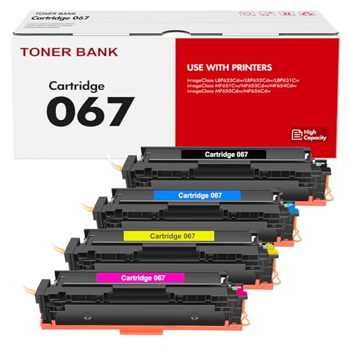067 067H Toner Cartridge Set MF654Cdw MF656Cdw Compatible Replacement for Canon 067 067H Color ImageCLASS LBP632Cdw LBP633Cdw MF653Cdw Printer 4 Pack High Yield Ink (Black Cyan Yellow Magenta)