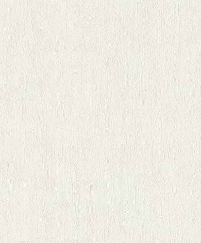 Rasch Home Style 734904 - Carta da parati in tessuto non tessuto bianco con struttura in gesso, 10,05 m x 0,53 m (lunghezza x larghezza)