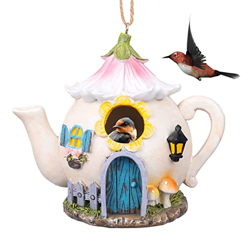 Yinns Birdhouses, Resin Bird House For Outdoors, Decorative Bird Houses, Hanging Watering Can Bird Houses For Outside Cardinal Bluebird Wild Birds #TOP12