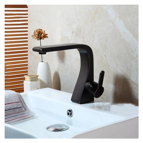 Grifo del lavabo en latón de alta gama y acabado negro artístico para baños exclusivos