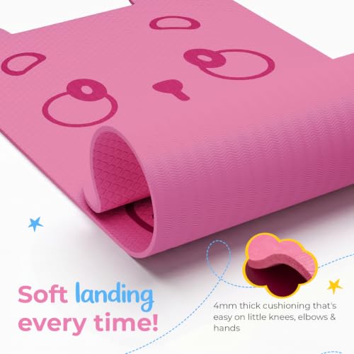 Image of Lifelong Kids Yoga Mat with Carrying Strap | Non-Toxic Yoga Mat for Children Workout & Exercise | Slip-Resistant Floor Mat for Kids Fitness, Play & Meditation | Exercise Mat for Home (Pink)