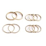 SOTOLAN 10 PCS Simple Bohemian Crystal Joint Knuckle Ring Sets Finger Rings Midi Ring Set Stackable (Gold) ¡­