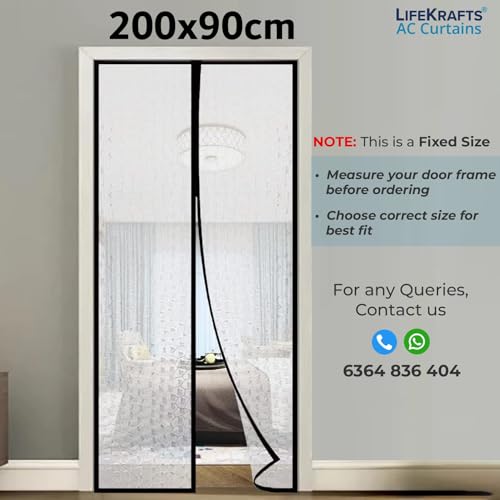Image of LifeKrafts AC Curtain Magnetic|Thermal Screen|Insulated|Translucent Bubble Design|Insect & Pest Control|Privacy Screen, Dust, Pollen & Pollution Control Screen(Size 200 x 90 cm) Non-Customizable