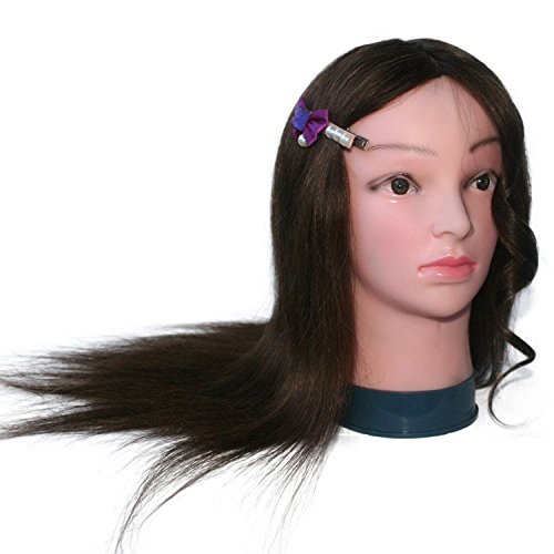 topbeauty 100% Real Cabello humano 20 inch Formación Maniquí cabeza Peluquería Formación Cabeza w/pinza para Colegio y para la práctica de Perm Profesional y Dye
