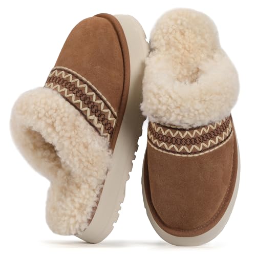 Image of HHUQ Slippers for Women, Winter House Slippers Indoor Outdoor, Fuzzy Platform Slippers Womens
