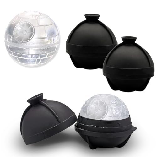 SPESPO - Pacco da 2 stampi per ghiaccio in silicone, a forma di palla, ideale per whiskey, cioccolatini e saponette, per amanti di Star Wars (Nera)