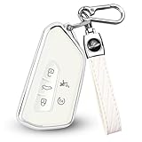 FT FUNTOR Key Fob Cover for Volkswagen,Soft TPU Full Protection Case Compatibale With VW Golf GTI Atlas Skoda Octavia ID3 ID4 MK8 (White, 5 Buttons)