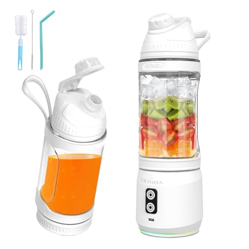 Portable Blender for Shakes and Smoothies with Travel Lid, VKYOZVA Cordless Portable Blending, 24oz...