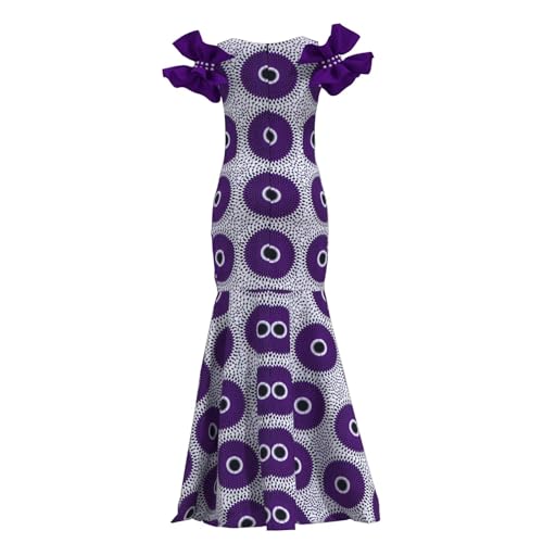 Image of iooiooi Womens Elegant Ankara Maxi Mermaid Dress Lace Decorated African Gowns