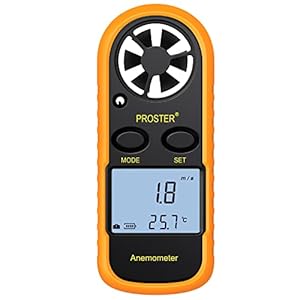 Proster Anemometer Digital LCD Wind Speed Meter Gauge Air Flow Velocity Measurement Thermometer with Backlight for RC…