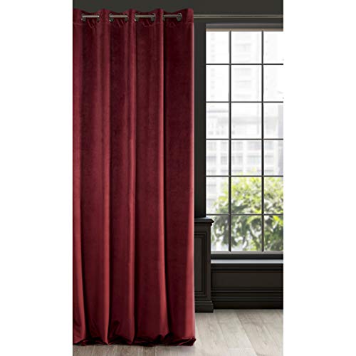 Eurofirany Ria Cortina Opaca Terciopelo con Ojales-1 Unidad, Panel, Suave, Clásico, Elegante, Salón, Dormitorio, Gruesa 290 g/m², Poliéster, Burdeos Oscuro, 140x250 cm Cover