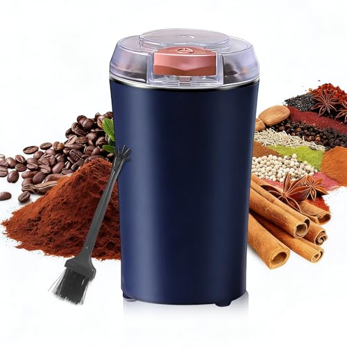 Dcceeo Molinillo de Café Eléctrico, Molinillo de Especias Electrico Molinillo Cafe con Cuchilla de Acero Inoxidable Un Toque Molino Moledor de Cafe para Granos de Café, Especias, Granos, Frutos Secos