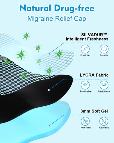 Migraine Relief Cap, Headache Relief Cap Headache Hat For Migraines 360° Form Fitting Head Gel Ice Wrap Cold Compress Hot Therapy For Sinus Tension Stress Headaches Olins Kako #TOP3