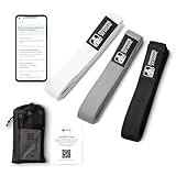 Training AT Home Premium Stoff Widerstandsbänder, Fitnessbänder Set lang + Physio-inspiriertes 21-Tage Trainingssystem per QR-Code – Stabilität, Mobility & Fitnesstraining – 3 Stärken