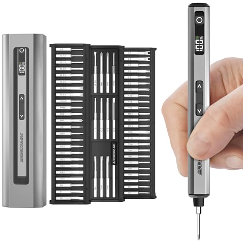 ARROWMAX Mini destornillador eléctrico, juego de destornilladores eléctricos de precisión 60 en 1 con puntas magnéticas, 5 modos de par, kit de herramientas de reparación de destornillador inalámbrico