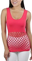 Front and Back Mesh Racerback Scoop Neck Tank Top - Red