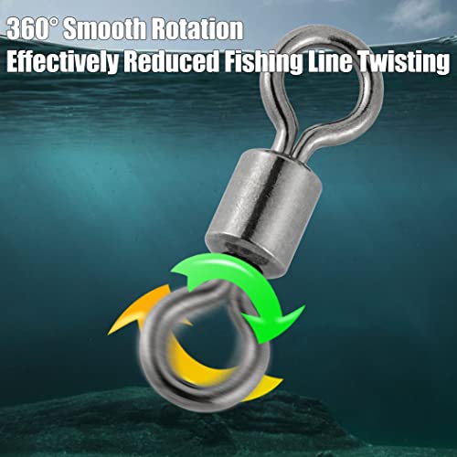 Image of Dr.Fish 50 Pack Fishing Micro Swivels Fly Fishing Swivels Rolling Barrel Swivels High Strength Solid Rings Hook line Connector Black Nickel Swivels Fishing Tackles 7mm