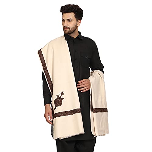 Image of SWI WITH LABEL Men's Kashmiri Embroidered Wool Shawl