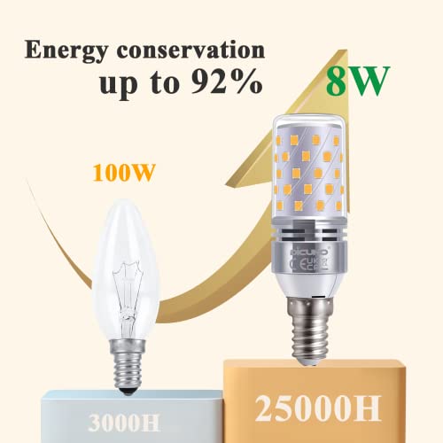 DiCUNO E14 LED Bulb 8W, E14 Small Edison Screw Light Bulbs, Natural White 4000K, 100W Incandescent Equivalent, 1000LM Non-Dimmable, 230V, SES Corn Light for Home Lighting, Pack of 2 - Image 3