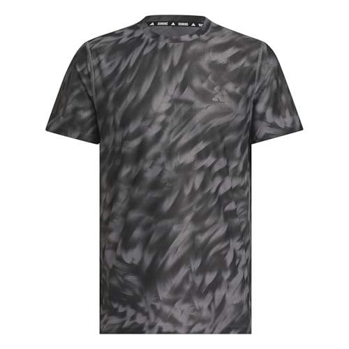 adidas Men's Own The Run All Over Printed T-Shirt, Grey/Black, Large