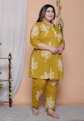 Image of NISHIRE Women's Cotton Floral Co-ord Kurta Set, Plus Size Stylish Ethnic Wear Set