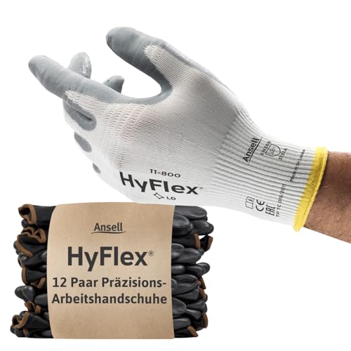 Ansell HyFlex 11-800 Professionelle Arbeitshandschuhe, Rutschfeste Nitril-Beschichtung,...