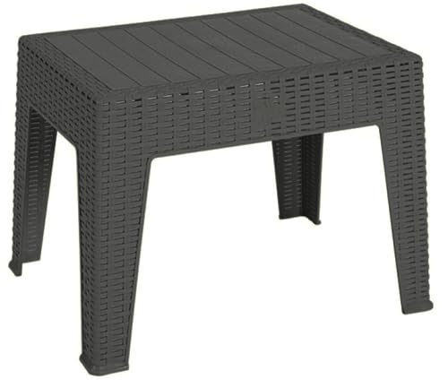 Garden Coffee Table Bistro Outdoor Plastic Side Table Grey Rattan Design Table