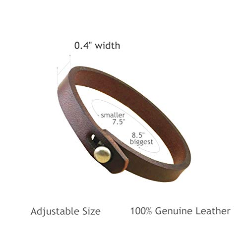 Cjmilado Mens Genuine Leather Bracelet - Handmade Adjustable Leather Cuff Bracelet Punk Style Leather Wrap Wristband For Men (Brown) #TOP5