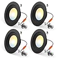 Amico 4 Pack 4 inch 5CCT LED Recessed Lighting, Dimmable, 8.5W=60W, 650LM, 2700K/3000K/4000K/5000K/6000K Selectable, Retrofit Can Lights with Baffle Trim, IC Rated - ETL & FCC, Black