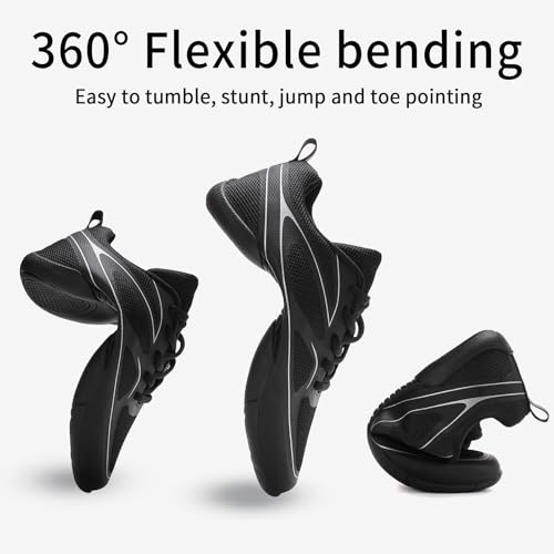 Girls Cheer Shoes Black Breathable Cheerleading Shoes Non-Slip for Cheer Competitions, Practice, Dance, Gymnastics Size Big Kid Size 1.5 to Women Size 10.53