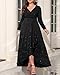 Pinup Fashion Plus Size Long Sleeves Formal Gowns and Evening Dress Black Fall Wedding Guest Gala Prom Glitter Elegant Dress with Slit