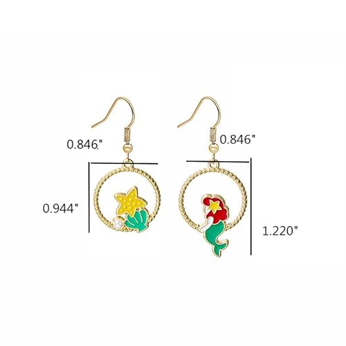 Cartoon Littl Mermaid Earrings Stud, Zinc Alloy Priness Tv Movies Earrings For Girls And Women #TOP1