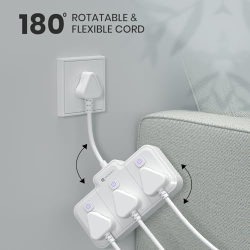 Image of Portronics 2500W Power Plate Nano 3-in-1 Power Extender with 3 Universal Sockets, Individual Switches, 180 Flexible Cord, Child Safety Shutters, for Home, Office, Laptops, Mobiles & Appliances