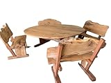 Holz Eiche Gartenmöbel, Sitzgruppe, Sitzgarnitur, Tisch, Eiche 1,5 m, rund