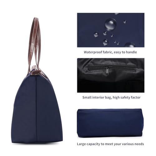 LINGLONGCY Damen-Schultertasche Faltbar Großes Fassungsvermögen Wasserdicht Nylon Umhängetasche Handtasche Reisehandtasche Schwarz M 42 * 30 * 18cm