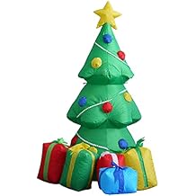 5 FT Lighted Christmas Inflatable Green Tree with Gift Boxes Outdoor Indoor Holiday Decoration with Built-in LED Lights Self-Inflating Blower Blow-Up Lawn Yard Display for Home Family Decor