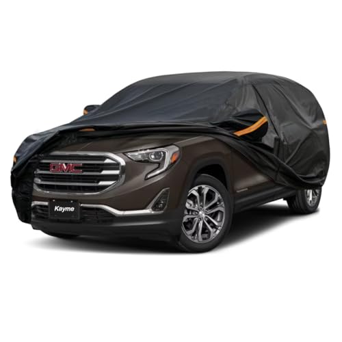 Kayme SUV Car Cover Fit for GMC Terrain (2010-2025) Automobiles All Weather Waterproof, Outdoor Cover Sun Rain Protection, with Lock and Zipper Door.B