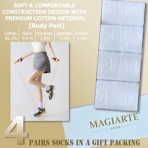 Image of MAGIARTE Womens Athletic Cotton Mini Crew Socks Thick Cushioned Running Hiking Multi Sports Socks for Women 4 Pairs