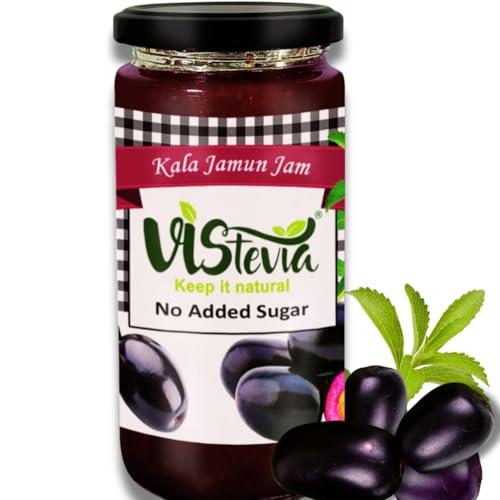 Image of Vistevia Sugar Free Kala Jamun Jam, Diabetic and Keto Friendly - Sweetened Naturally with Stevia, More Than 60% Jamun Content - Tastes Delicious - Pack of 1 (420GM)