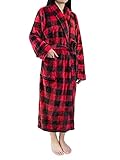 PAVILIA Plush Robe For Women | Buffalo Plaid Red Black Fluffy Soft Bathrobe | Luxurious Fuzzy Warm...