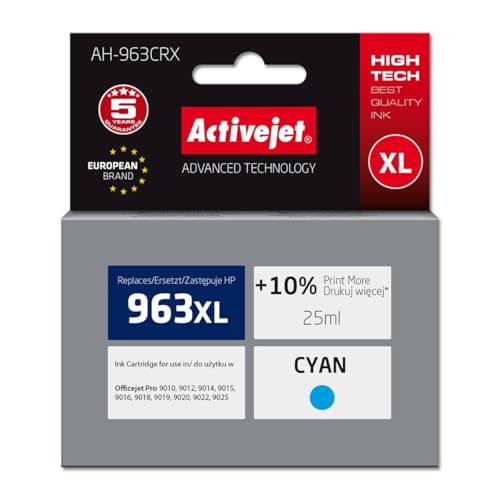 activejet AH-963CRX Encre pour imprimante HP 963XL 3JA27AE - Premium - 1760 Pages - Bleu