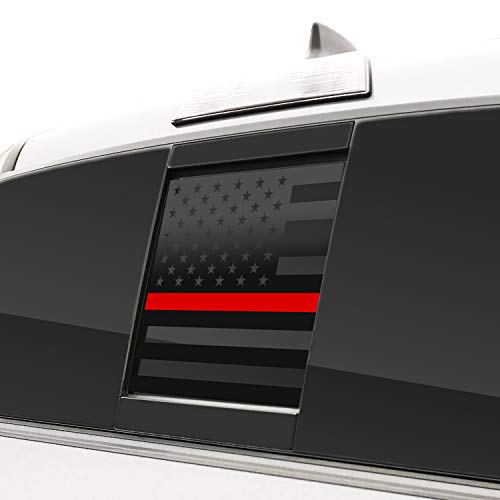 Bogar Tech Designs Rear Middle Window American Flag Vinyl Decal Compatible with Tacoma 2016-2023, Thin Red Line