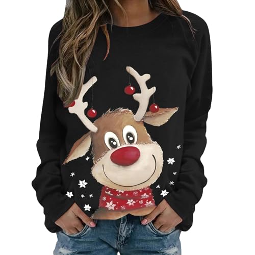 Weihnachtspullover Damen Ugly Christmas Sweater Lustige Rudolph...