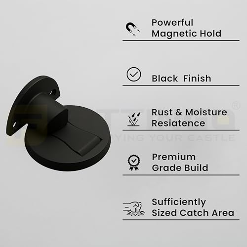Image of Round Magnetic Door Stopper Black Finish Stainless Pack 1