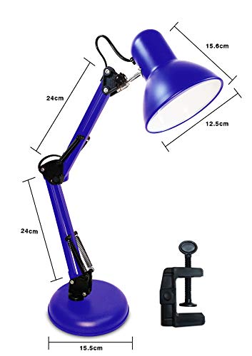 Luminária Articulada De Mesa Com Base Abajur Estudo Trabalho Tipo Pixar (Azul Escura)