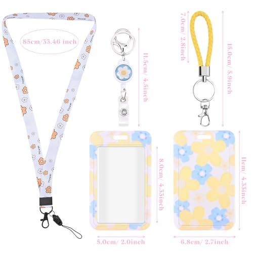 Temiary 1 conjunto de porta-crachás de identificação com cordões retráteis removíveis, clipes protet