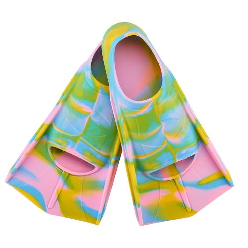 Image of Kids Swim Fins,Short Youth Fins Swimming Flippers,Swim Training Fins for Lap Swimming,for Children Girls Boys Beginners