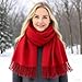 Bawnhaw Red Large Scarf Pashmina Shawl for Women, Fall Winter Soft Cashmere-Feel Fringe Wrap Fashion Accessories for Wedding Bridal Evening Dresses