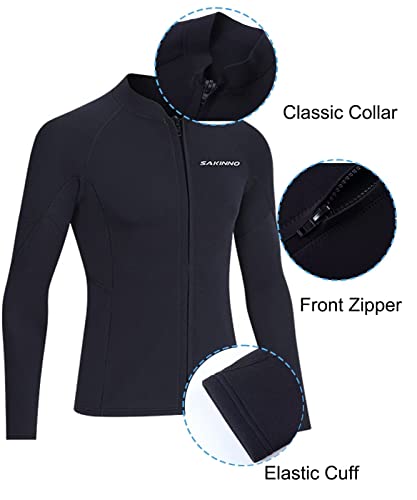 Chaqueta para hombre Wetsuit Top de neopreno de 2 mm con mangas largas para buceo, natación, snorkel y surfing, mantiene el calor miniatura 3